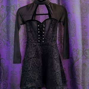 Killstar damask black baby doll dress XS